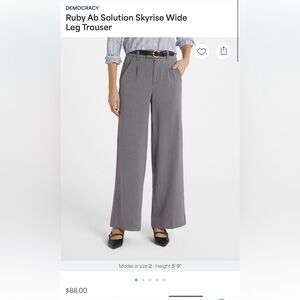 Democracy Gray Wide Leg Pants High-Waisted Pleated